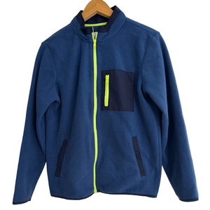 Old Navy Blue Fleece Jacket with Neon Accents Youth Boy XL 14/16